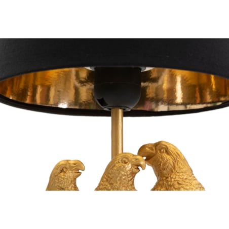 Lampa stołowa Parrots, kolor czarny i złoty, żelazo, PVC i poliester, 20 x 20 x 39 cm, 1 x E27, do salonu i sypialni, Mauro Ferretti
