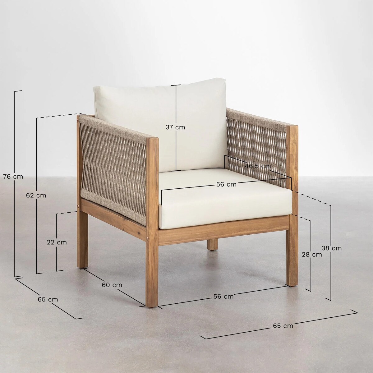 Zestaw ogrodowy: sofa, 2 fotelae i stolik kawowy z drewna akacjowego Branson