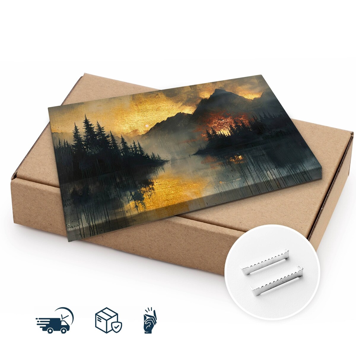 Obraz Na Płótnie Do Salonu Zachód Słońca Krajobraz Góry Abstrakcja 70x50cm