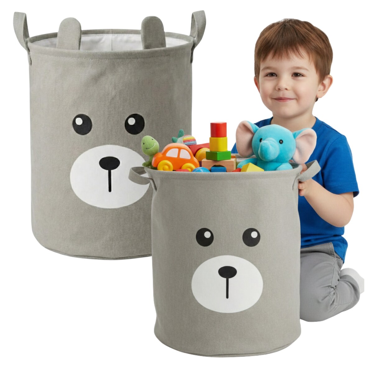 Kosz na zabawki klocki zamykany ze ściągaczem duży XXL organizer pojemnik