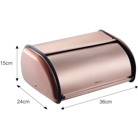 Chlebak stalowy mały 36cm różowe złoto matowy pojemnik na chleb pieczywo bułki KINGHOFF
