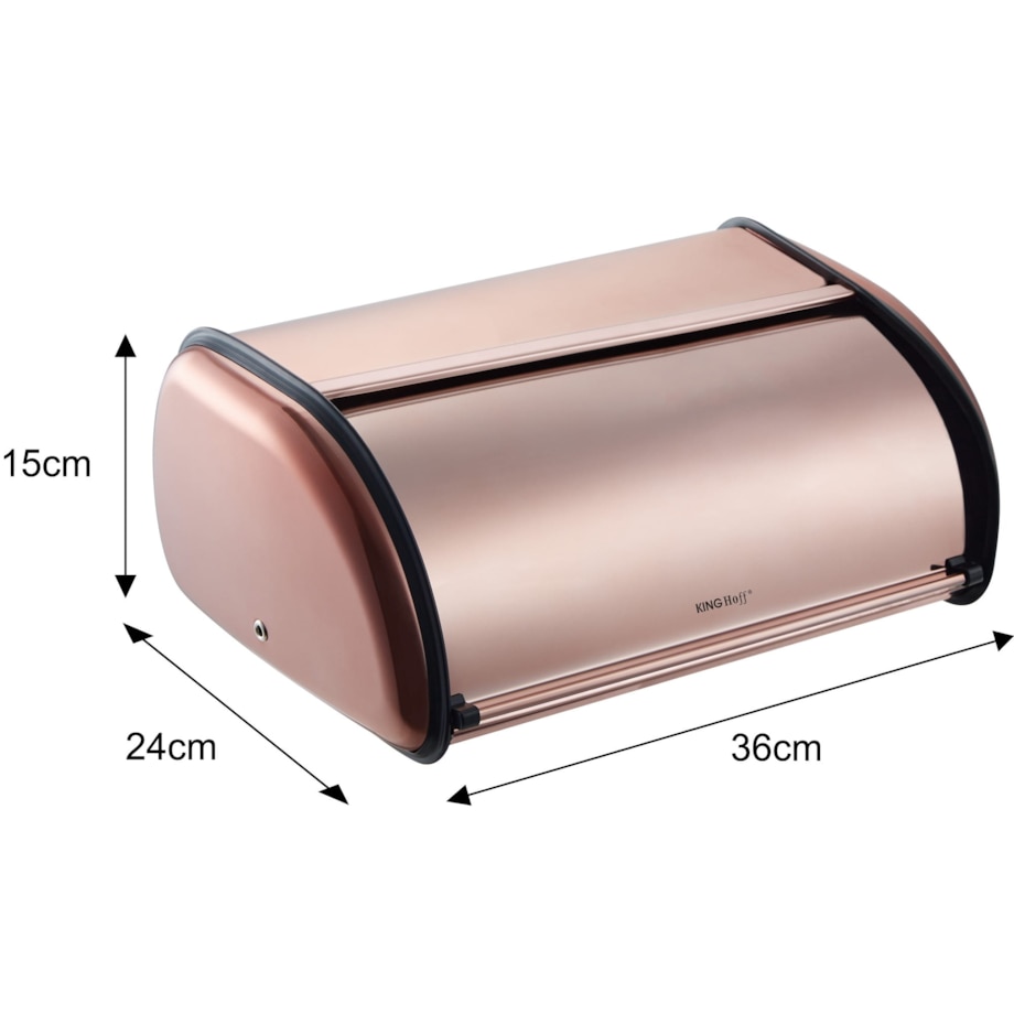 Chlebak stalowy mały 36cm różowe złoto matowy pojemnik na chleb pieczywo bułki KINGHOFF