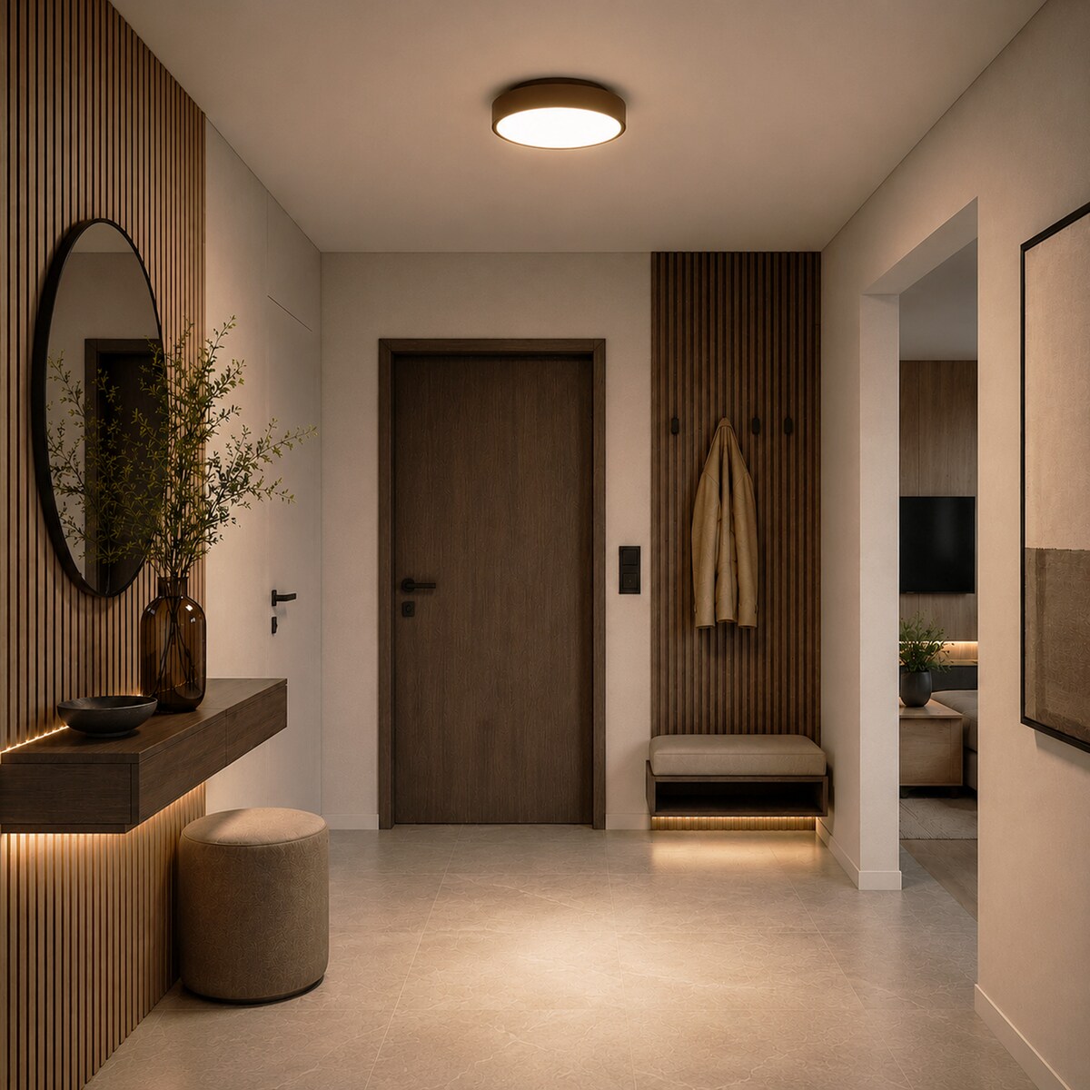 Lampa Sufitowa Łazienkowa Tk Lighting Velis Brązowa Plafon Led 24W Ip54 Zmienna Barwa, Ściemniany