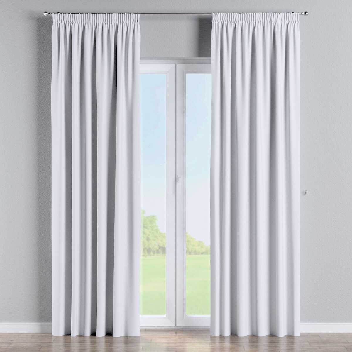 Zasłona na taśmie marszczącej 1 szt. 130x245 stalowa biel