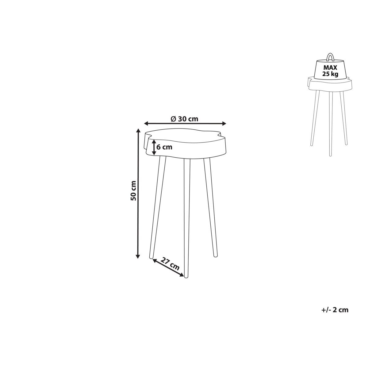 Stolik pomocniczy metalowy złoty TAUPO