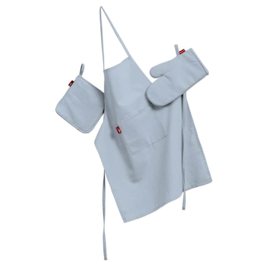 Komplet kuchenny fartuch,rękawica i łapacz, pastelowy niebieski, kpl, Loneta