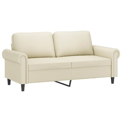 vidaXL 2-osobowa sofa, kremowy, 140 cm, sztuczna skóra