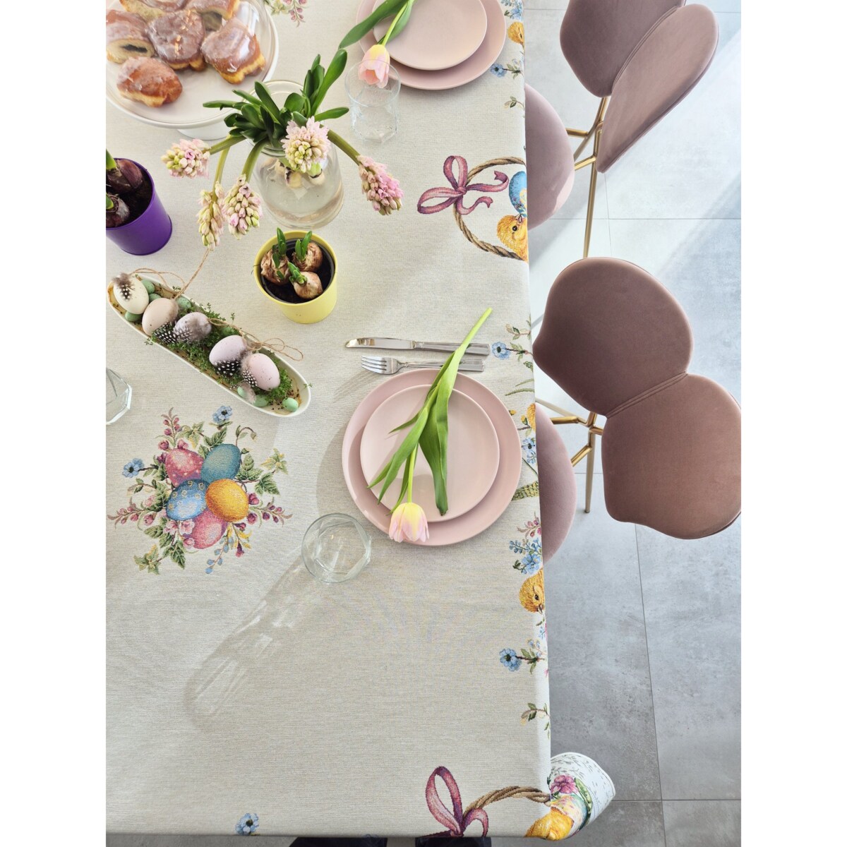 Obrus Wielkanocny Na Stół Ozdobny Dekoracyny 140X240 Cm Kurczątka