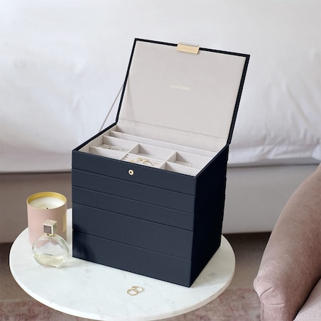 Szkatułka na biżuterię Stackers Pebble pięcioelementowa classic granatowa
