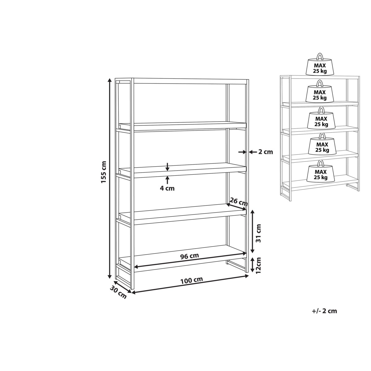 Regał 4 półki ciemne drewno TIFTON