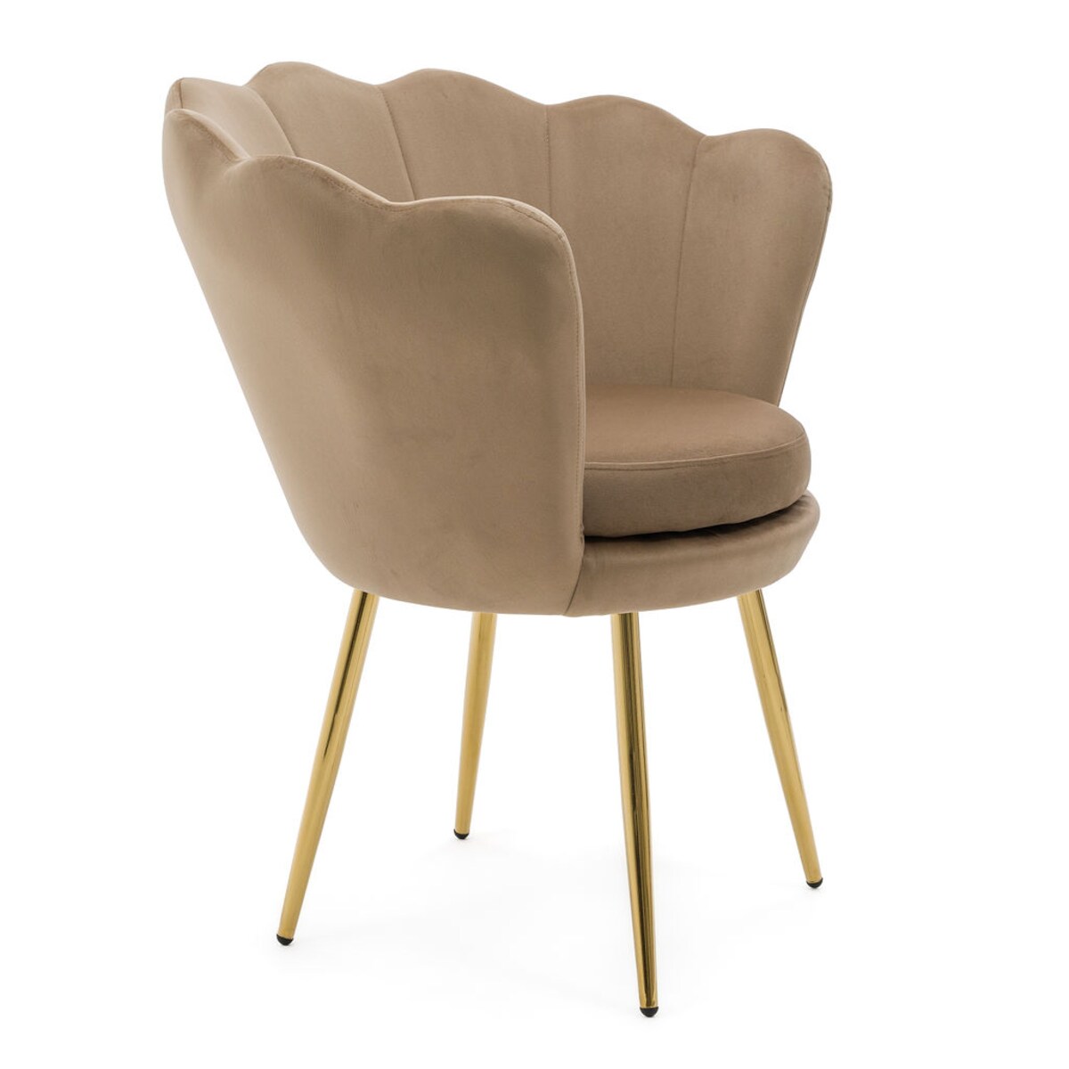 Krzesło muszelka SHELL tapicerowane do salonu jadalni biura welurowe złote