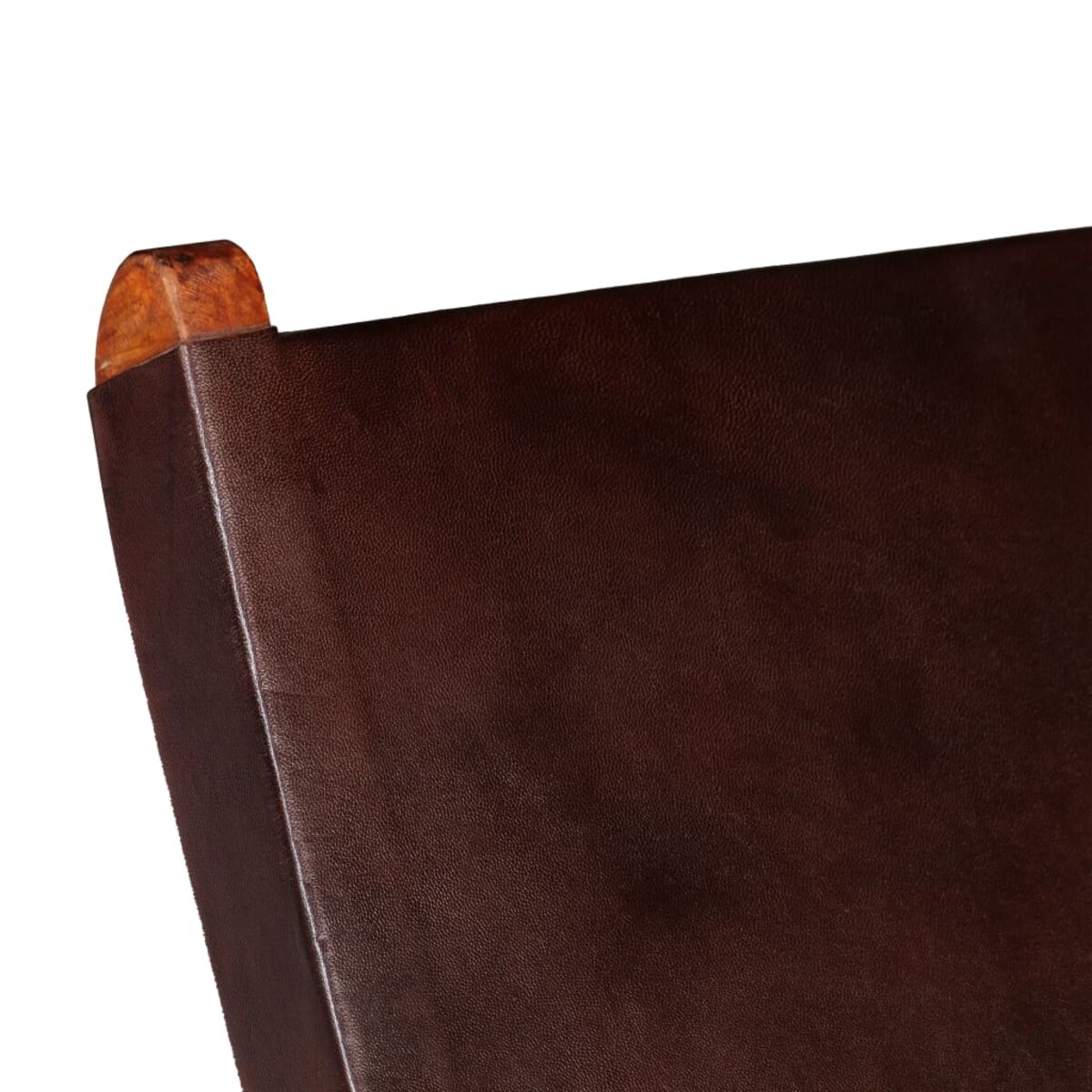 vidaXL Krzesło składane, brązowe, skóra naturalna