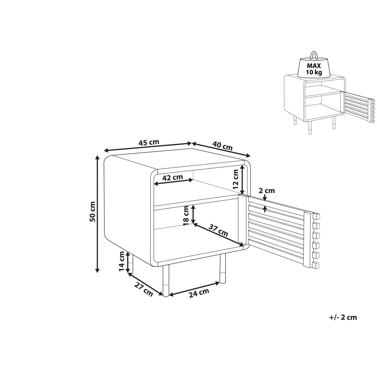 Szafka nocna z drzwiczkami biała z ciemnym drewnem RIFLE