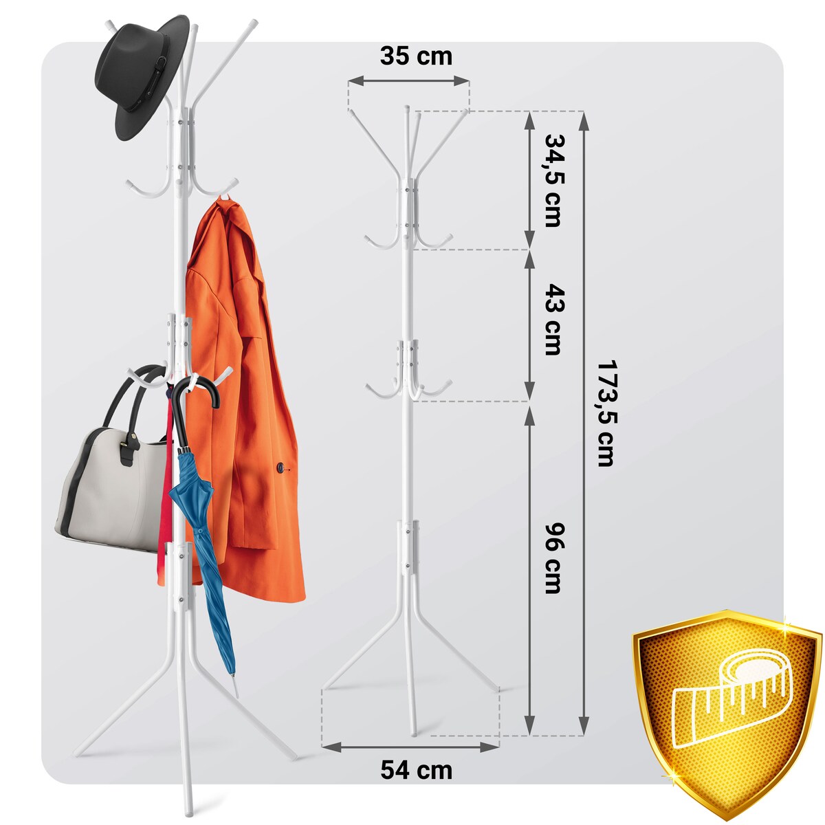 Wieszak na ubrania stojący podłogowy biały stojak Massido