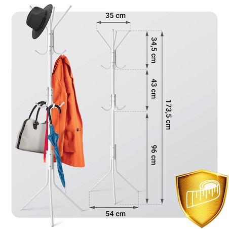 Wieszak na ubrania stojący podłogowy biały stojak Massido