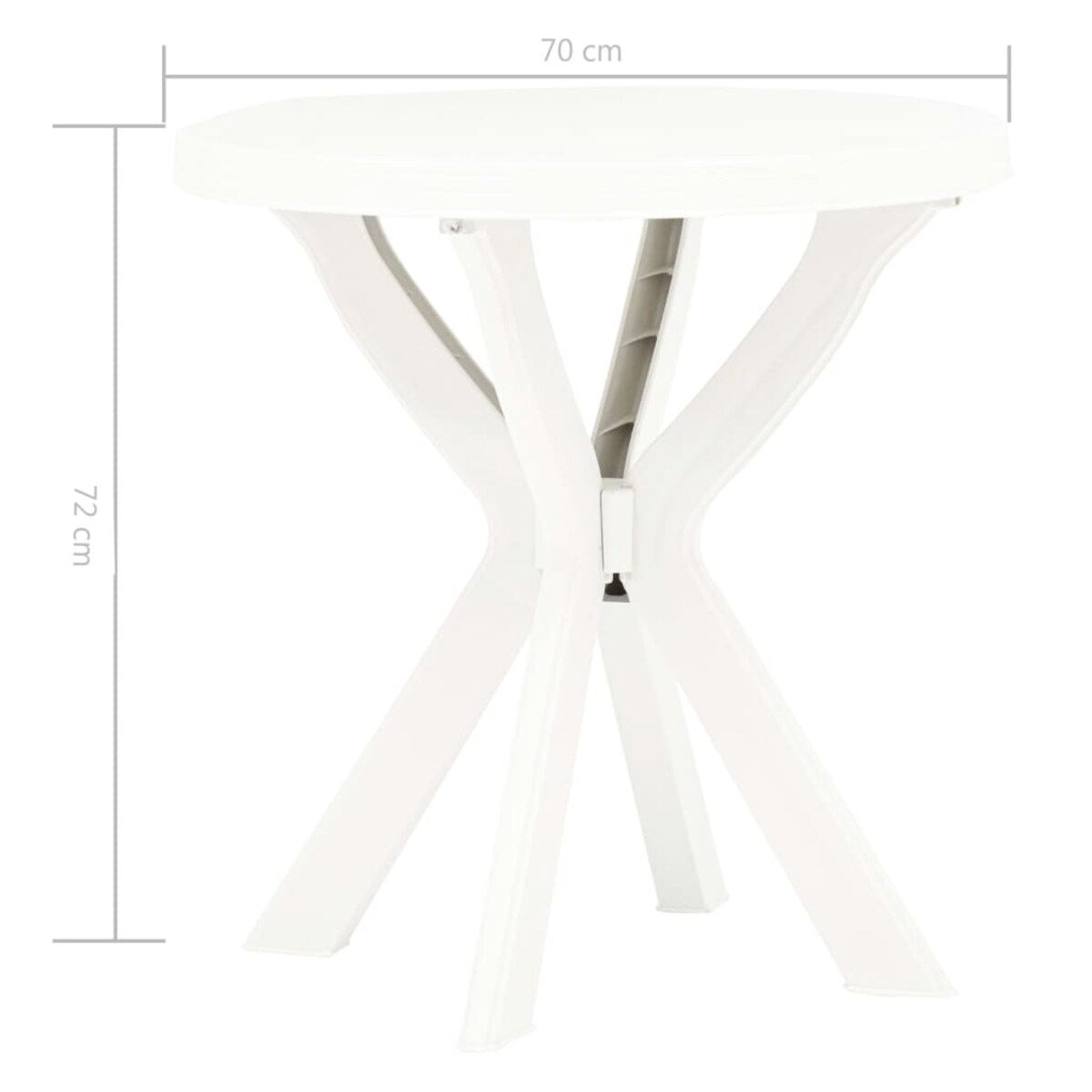 vidaXL Stolik bistro, biały, Ø70 cm, plastikowy