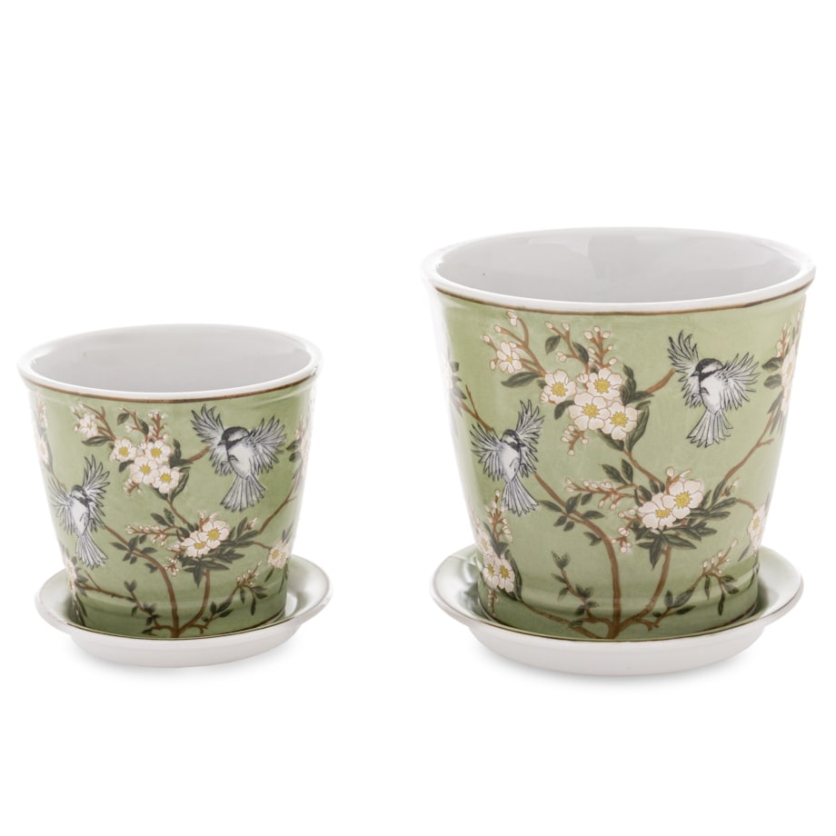 Osłonka porcelanowa 2 szt. 12x13,5x13,5 cm i 16x17,5x17,5 cm PORSELEN-3 z podstawką