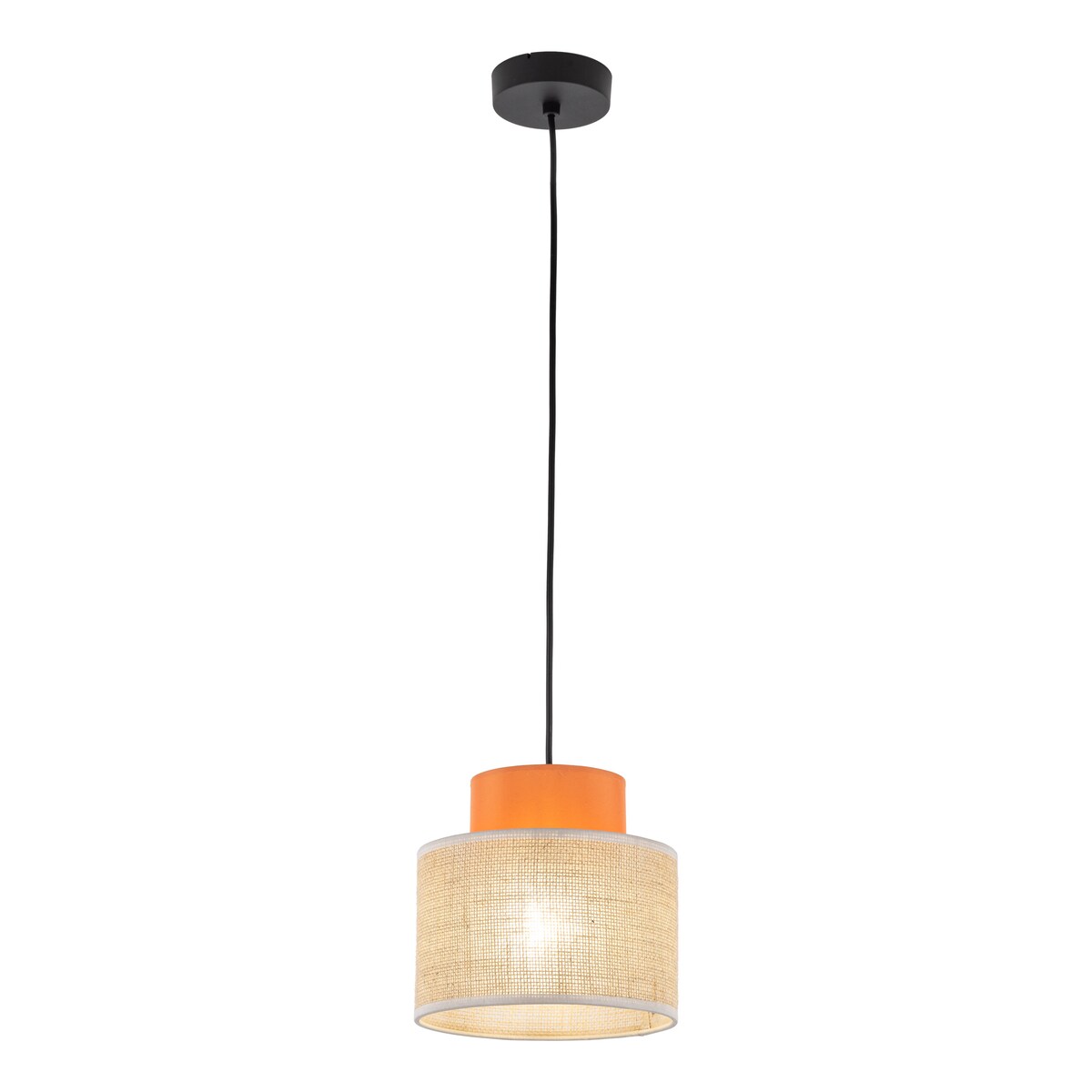 Lampa wisząca TK Lighting DUO JUTA ORANGE 3255, E27, czarna z naturalną jutą