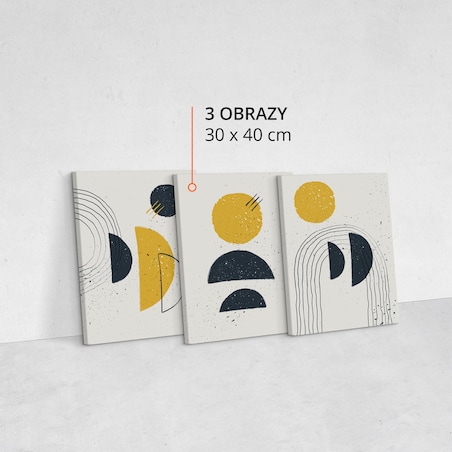 OBRAZY NA PŁÓTNIE SET ABSTRAKCJA FIGURY GEOMETRYCZNE STYL BOHO 90x40cm