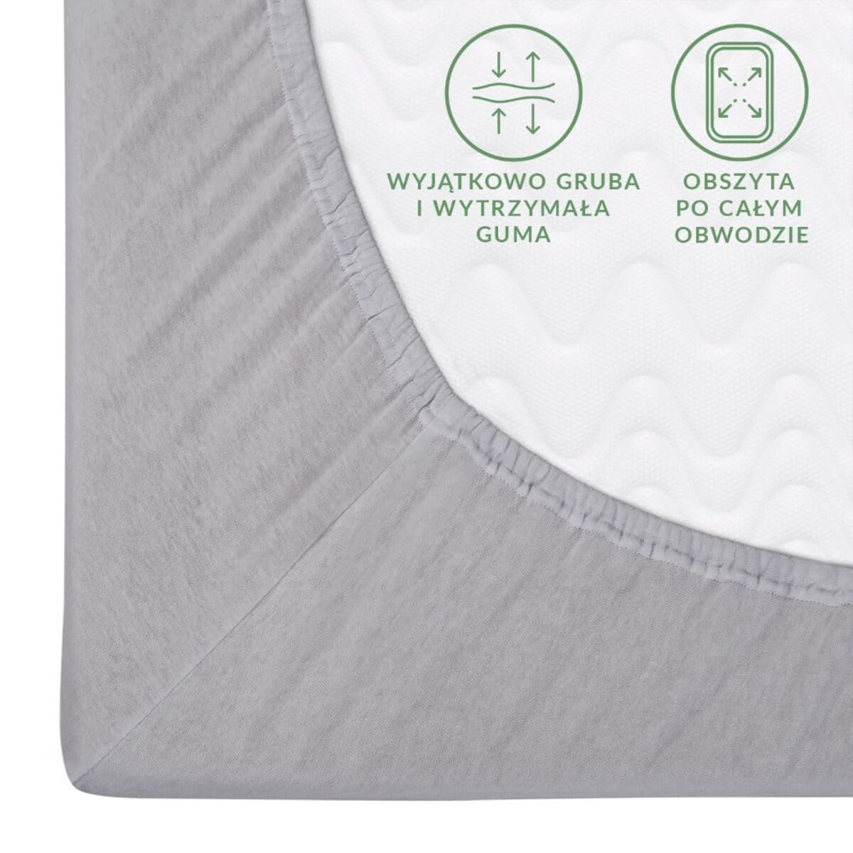 Prześcieradło z bawełny jersey z gumką 120x200 kolor popiel PREMIUM
