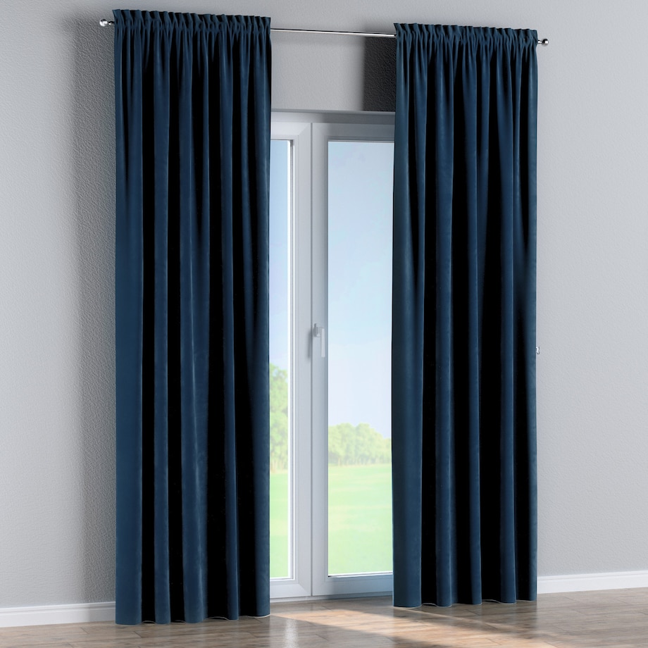 Zasłona na kanale z grzywką 1 szt. 130x260 granat