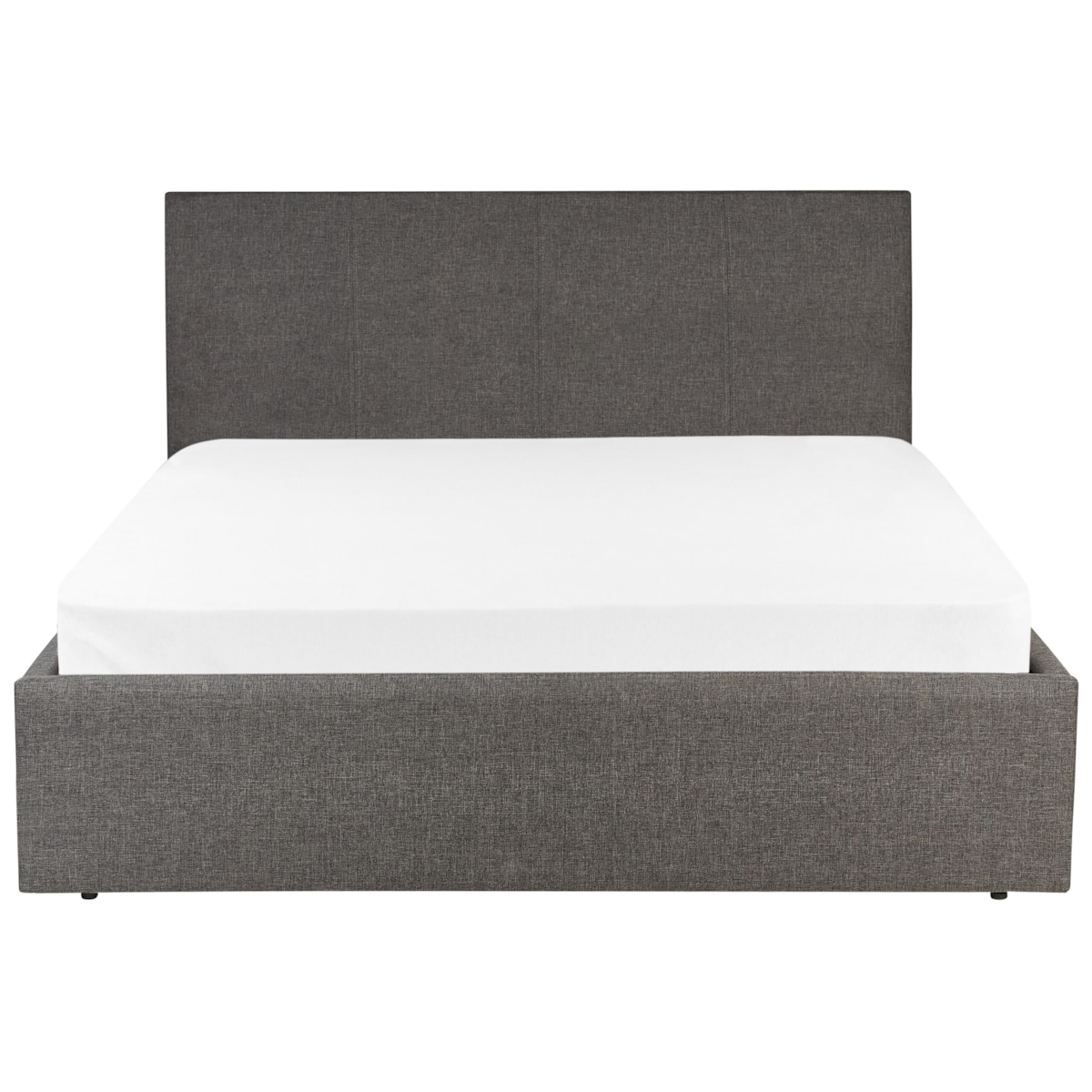 Łóżko z pojemnikiem tapicerowane 140 x 200 cm szary ORBEY