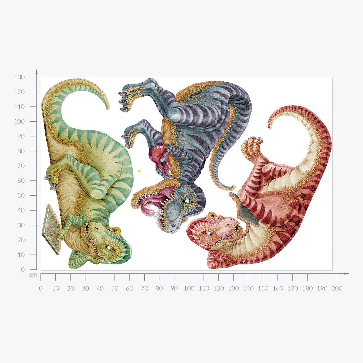 Zestaw naklejek na ścianę, Pastelowe dinozaury, 130cm