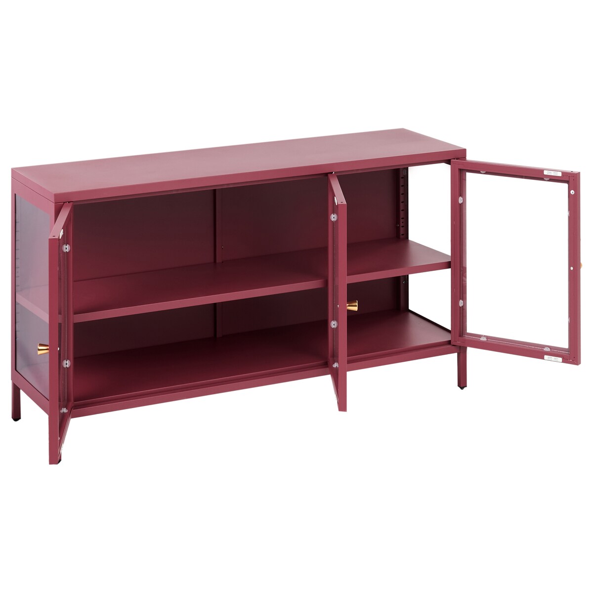 Szafka ze szklanymi drzwiami NEWPORT Metal 115 cm Bordowy