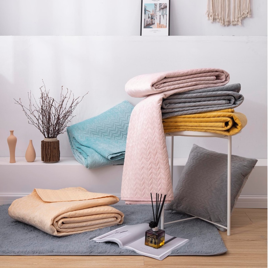 Butelkowa Zieleń Narzuta Pled na Łóżko Kanapę Velvet Welur 200 x 220 Welurowa