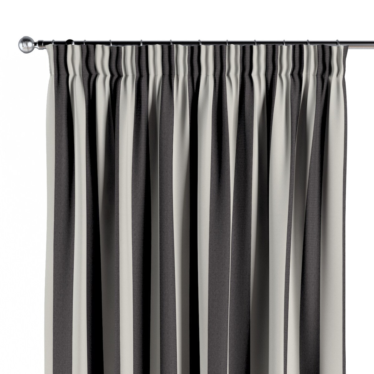 Zasłona na taśmie marszczącej 1 szt. 130x260 biało-grafitowe pionowe pasy (5,5cm)