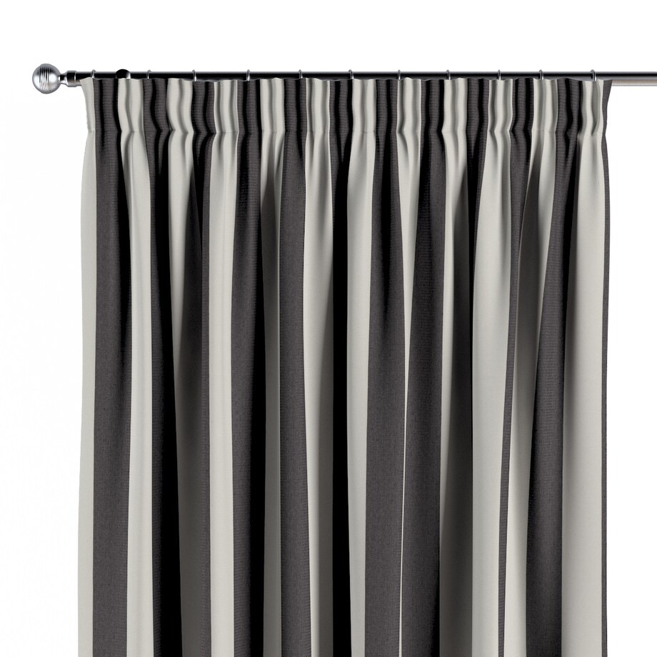 Zasłona na taśmie marszczącej 1 szt. 130x260 biało-grafitowe pionowe pasy (5,5cm)