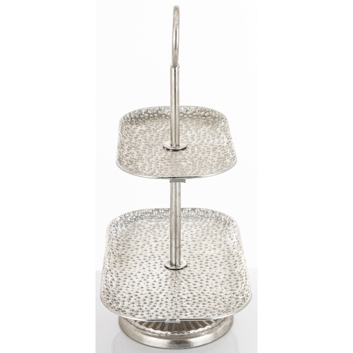 Patera dwupoziomowa, 48x36x21,5 cm srebrna młotkowana