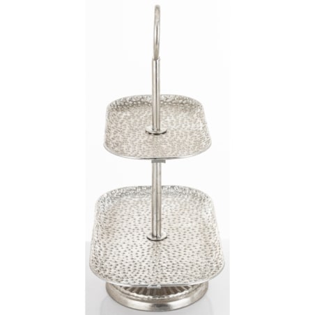 Patera dwupoziomowa, 48x36x21,5 cm srebrna młotkowana