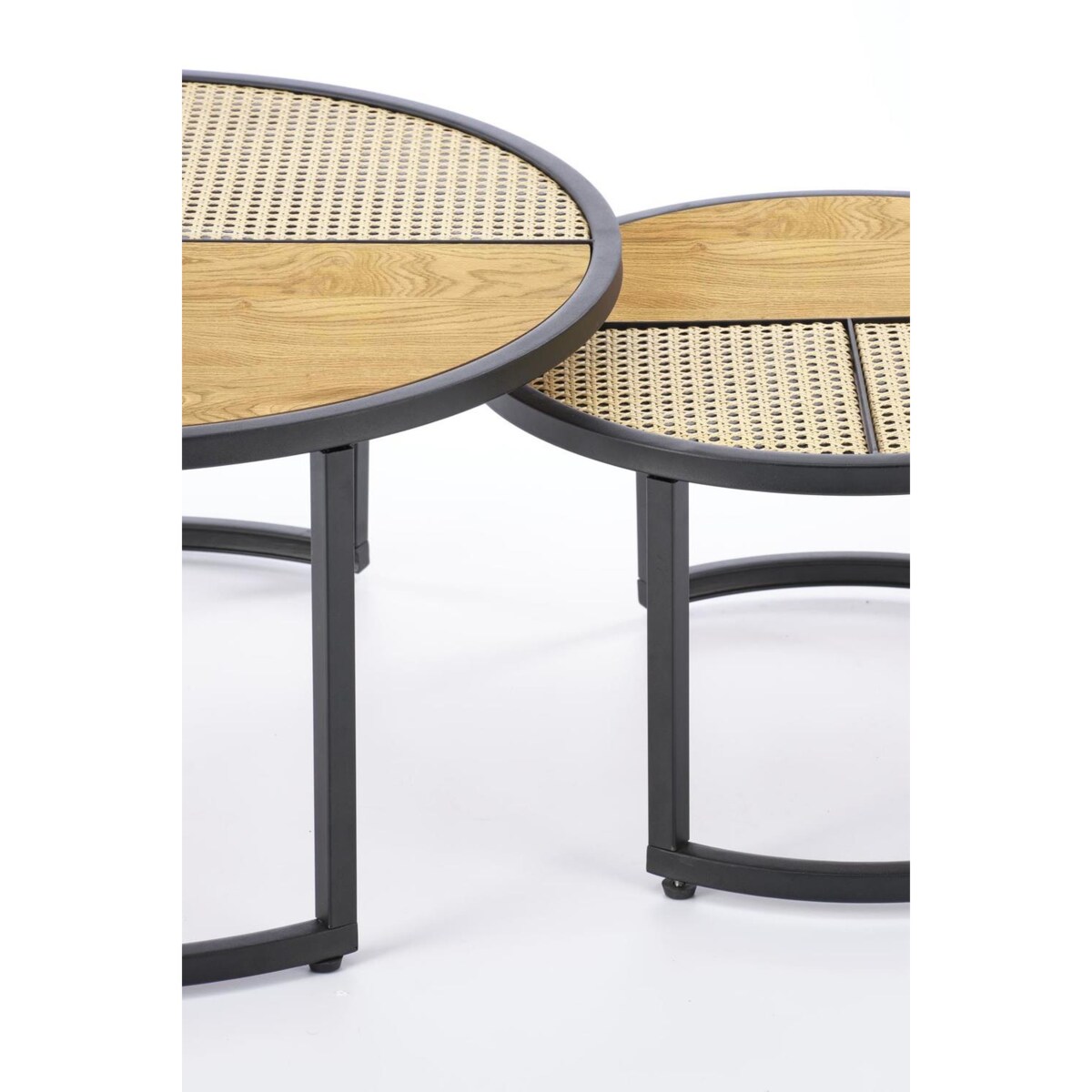 ZESTAW 2 STOLIKÓW Namiga RATTAN I METAL 70/36 i 50/30 cm