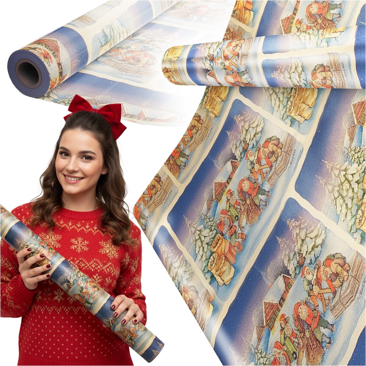 Papier Prezentowy Do Pakowania Prezentów 20 m MEGAROLKA Świąteczny Do Paczek Boże Narodzenie Ozdobny