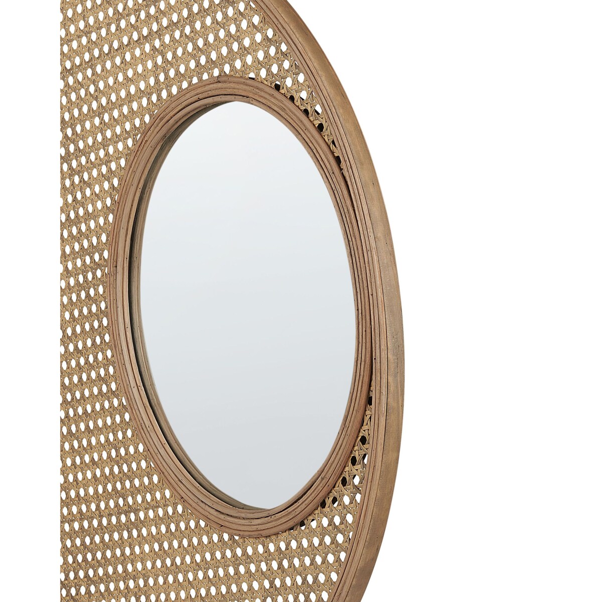 Rattanowe okrągłe lustro ścienne ⌀ 60 cm naturalne PALAU