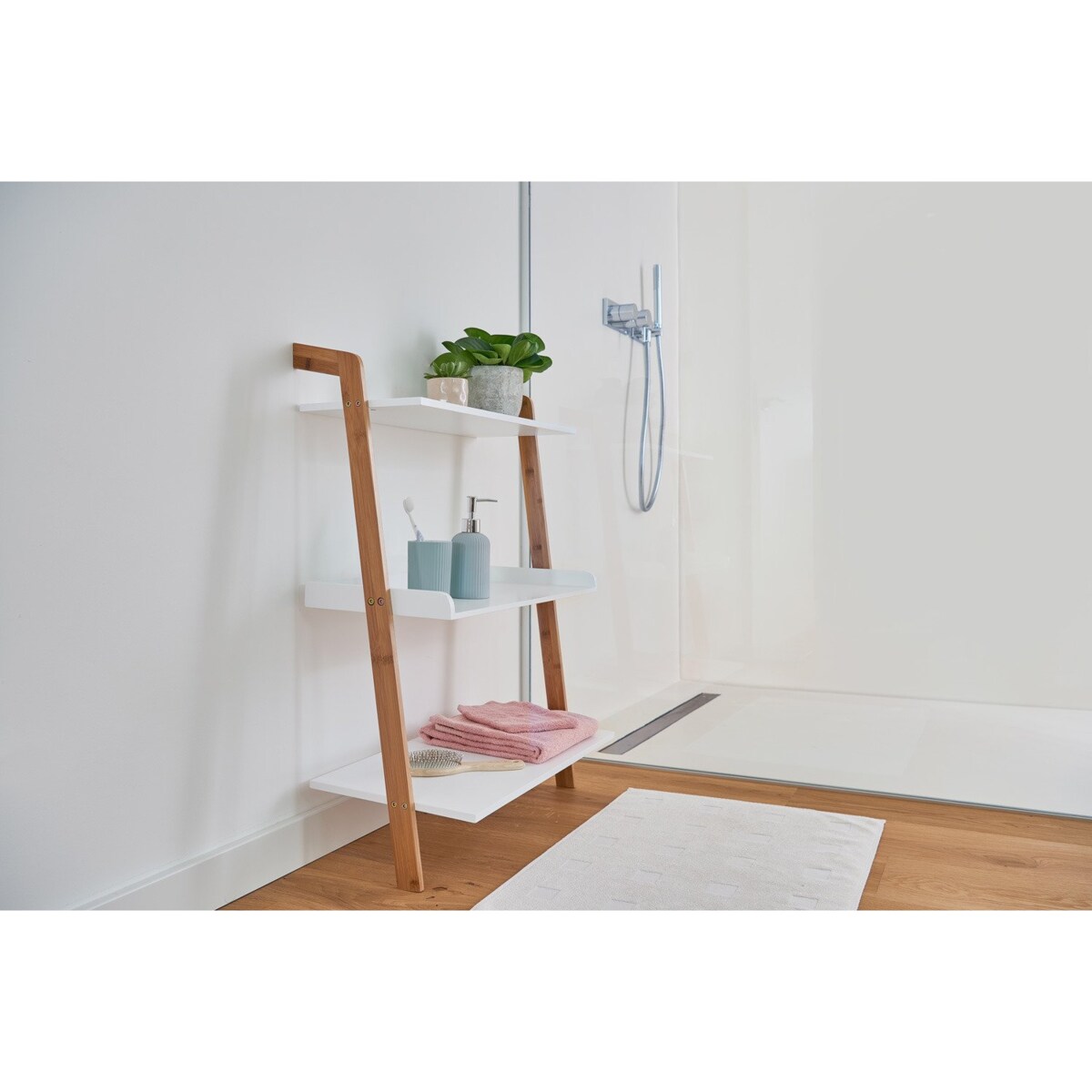 Półka z włókna bambusowego, regał ścienny z 3 półkami, ZELLER