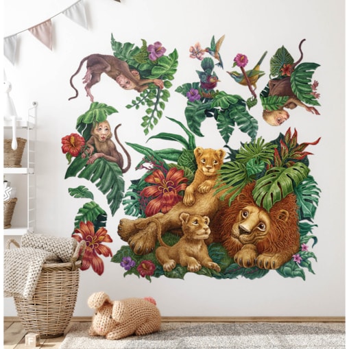 Zestaw naklejek na ścianę, Tropikalna dżungla, 80cm