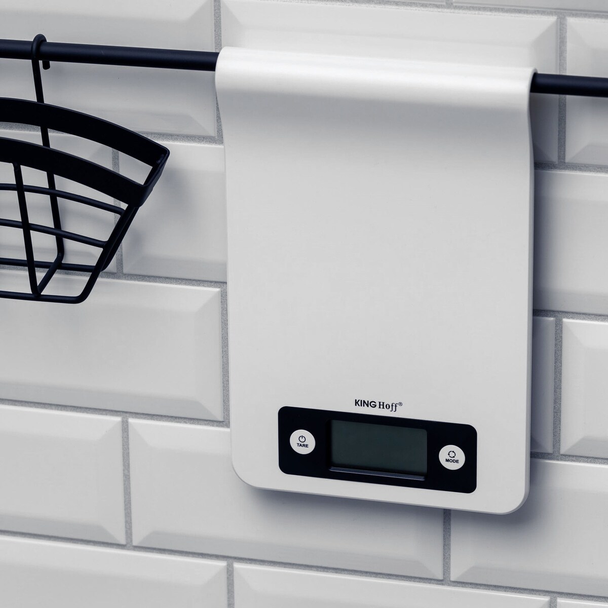 Elektroniczna waga kuchenna 1g 5kg na reling biała KINGHOFF