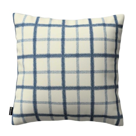 Poszewka Kinga na poduszkę 60x60 niebieska kratka tle ecru