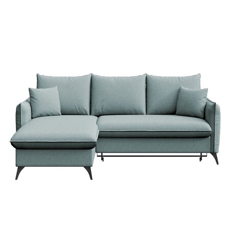 Brim Sofa narożna lewa z funkcją spania i pojemnikiem lewa jasnoniebieska