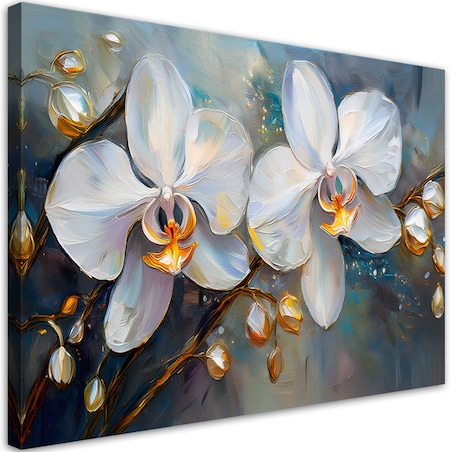 Obrazy do sypialni salonu Orchidea Storczyki Białe Kwiaty jak malowane 100x70 cm