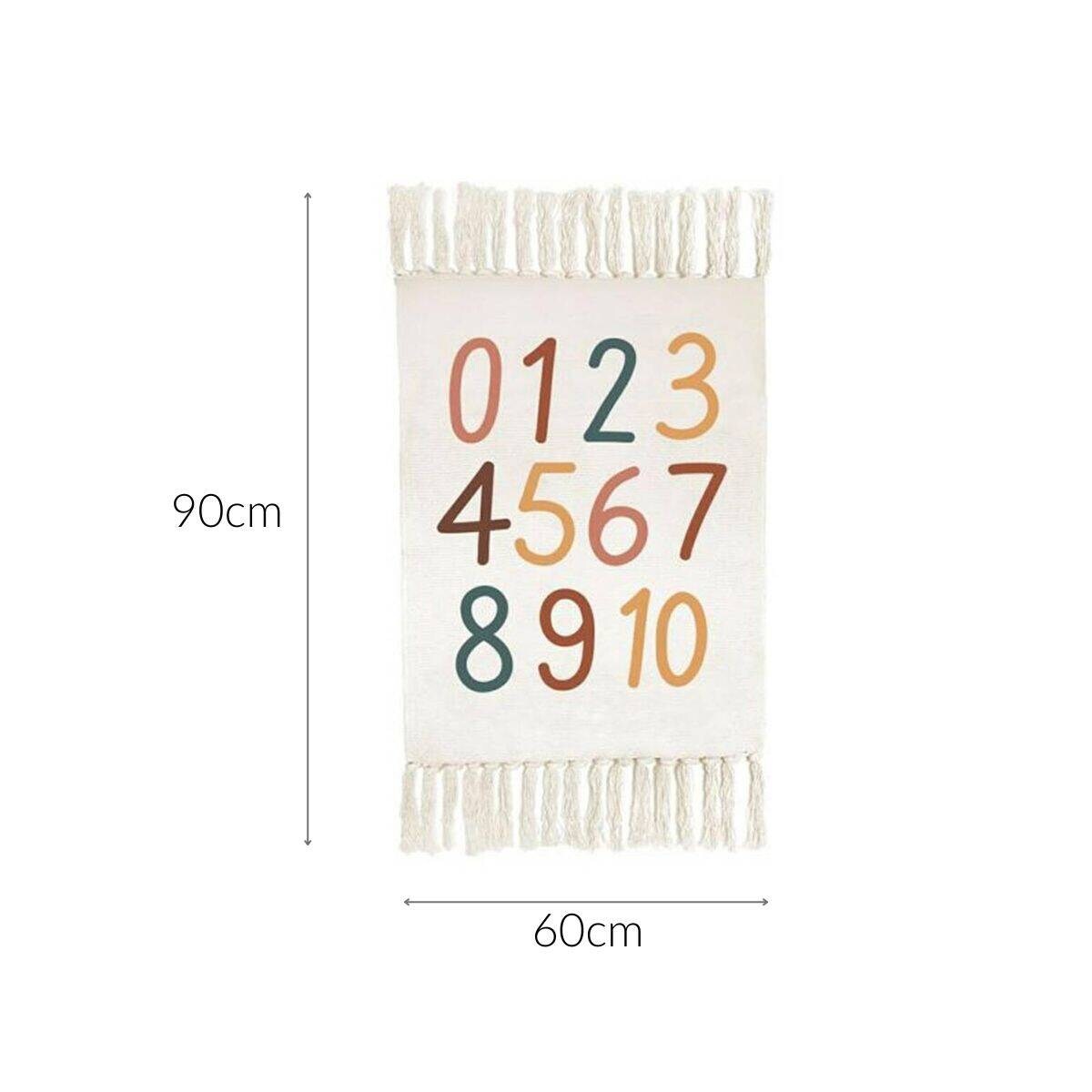 Dywan dziecięcy Literki, numerki, z frędzlami, 60 x 90 cm