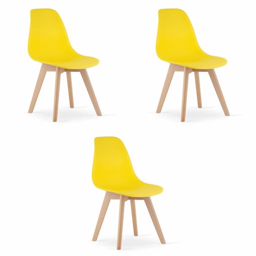 Krzesło do jadalni Kito Żółte, Nogi Naturalne 3 szt.