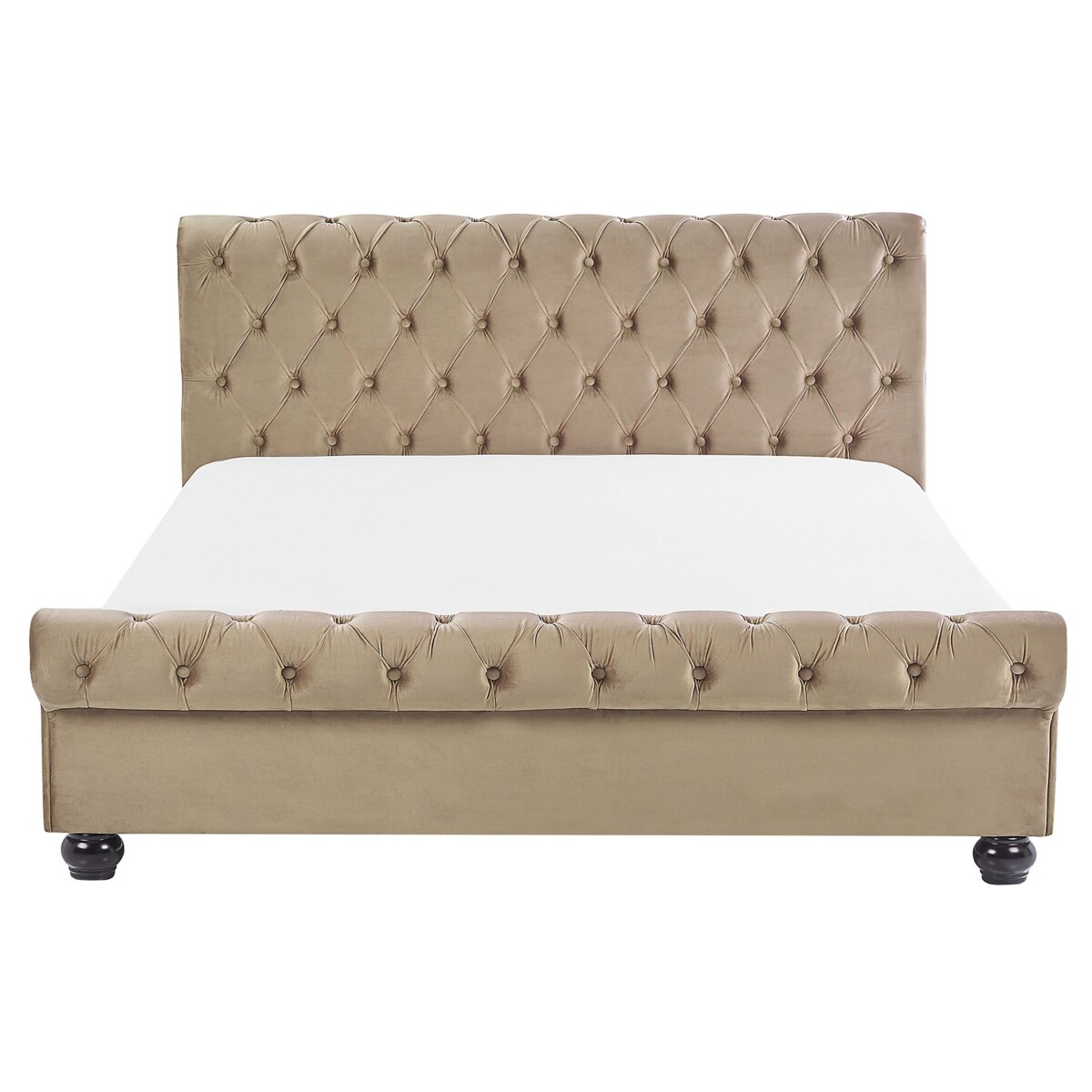 Łóżko welurowe 160 x 200 cm beżowe AVALLON