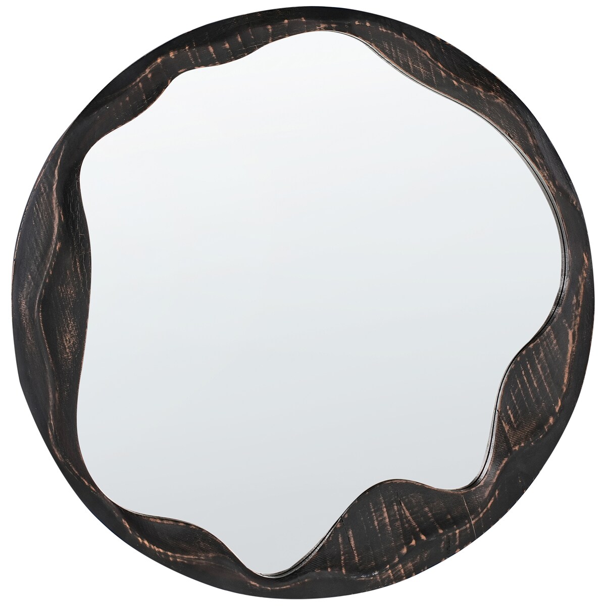 Lustro ścienne LANGON 60 cm 60 cm Drewno sosnowe Ciemnobrązowy