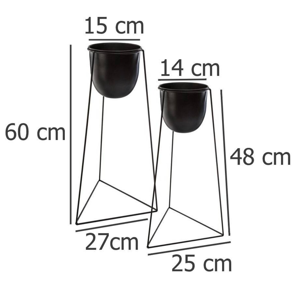 Nowoczesny kwietnik do salonu na trójnogu, 2 sztuki