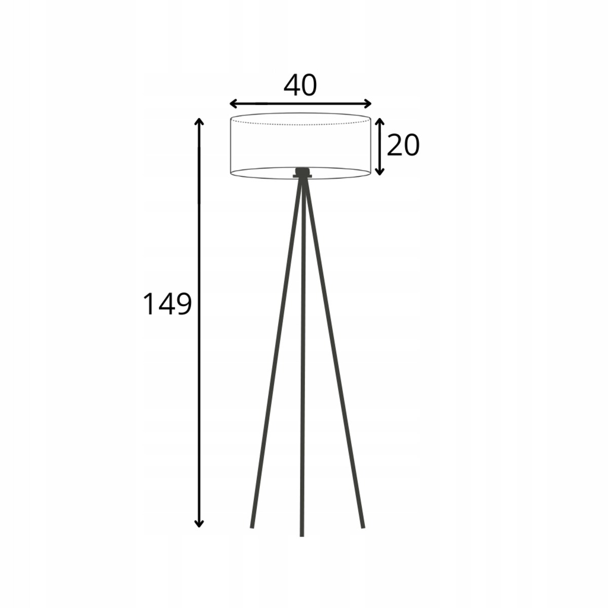 Lampa stojąca podłogowa trójnóg z abażurem walec 40cm JOLLY