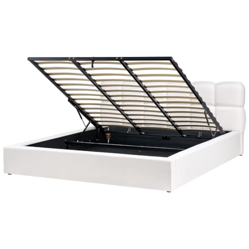 Łóżko z pojemnikiem BASTON 180 x 200 cm Złamana biel