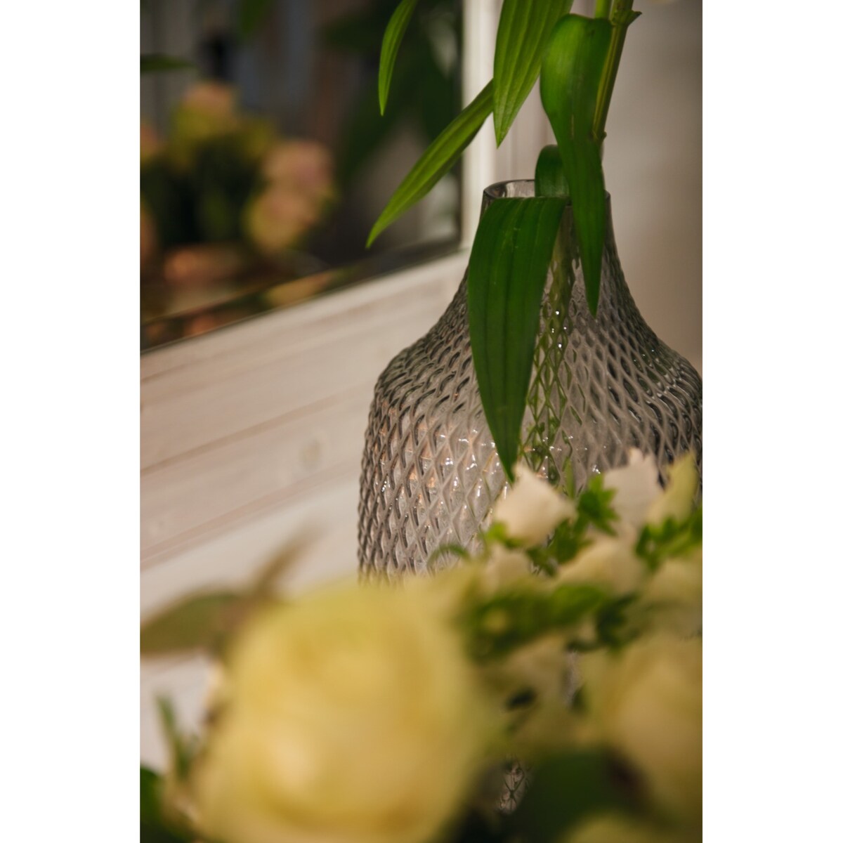 Wazon szklany h 40cm szary POESIA - Leonardo